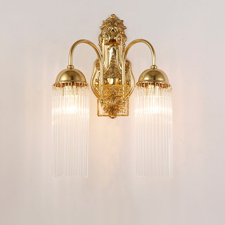 Traditionelle europäische Kuppel Kupfer Glas 1/2 Licht Wandleuchte für Wohnzimmer 