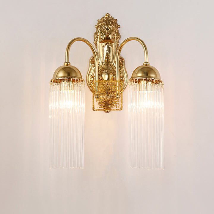 Traditionelle europäische Kuppel Kupfer Glas 1/2 Licht Wandleuchte für Wohnzimmer 