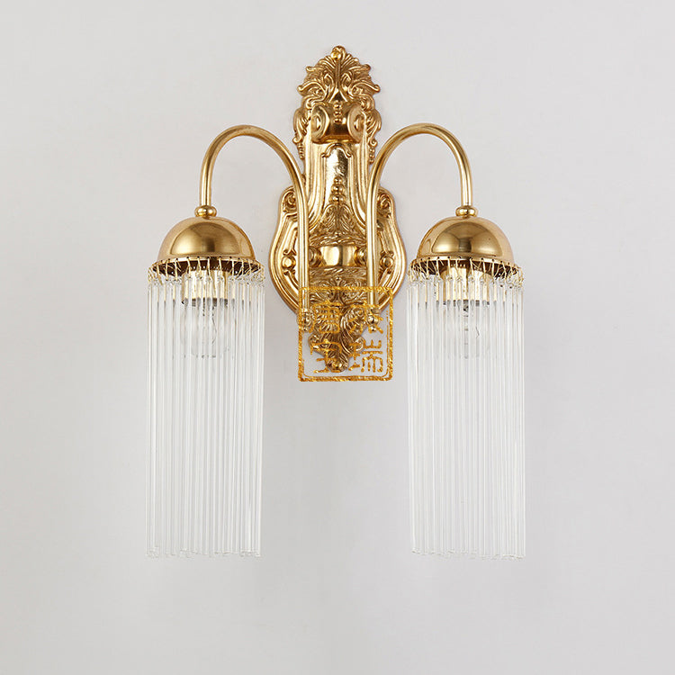 Traditionelle europäische Kuppel Kupfer Glas 1/2 Licht Wandleuchte für Wohnzimmer 