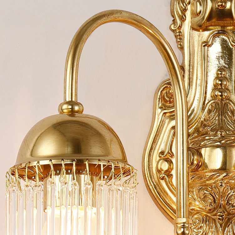 Traditionelle europäische Kuppel Kupfer Glas 1/2 Licht Wandleuchte für Wohnzimmer 