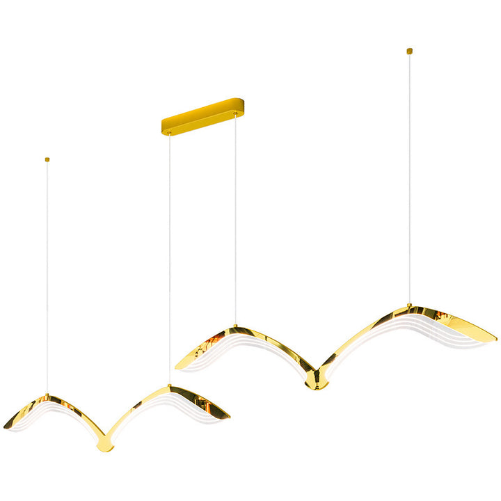 Moderno Lujo Gaviota Curvado Hierro Acrílico LED Candelabro Luz de Isla Para Comedor 