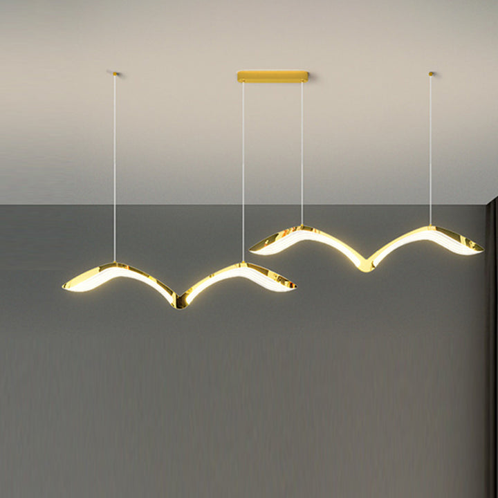 Moderno Lujo Gaviota Curvado Hierro Acrílico LED Candelabro Luz de Isla Para Comedor 