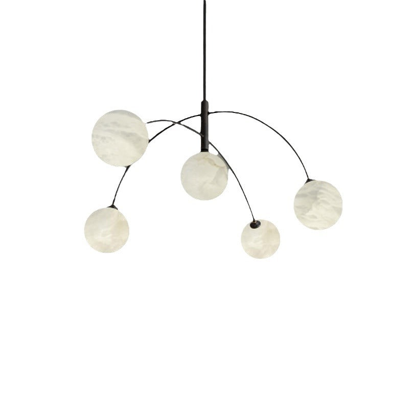 Sphère en marbre de cuivre simplicité moderne Lustre à 5 lumières pour le salon 