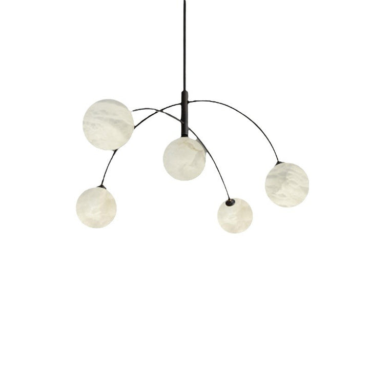 Sphère en marbre de cuivre simplicité moderne Lustre à 5 lumières pour le salon 