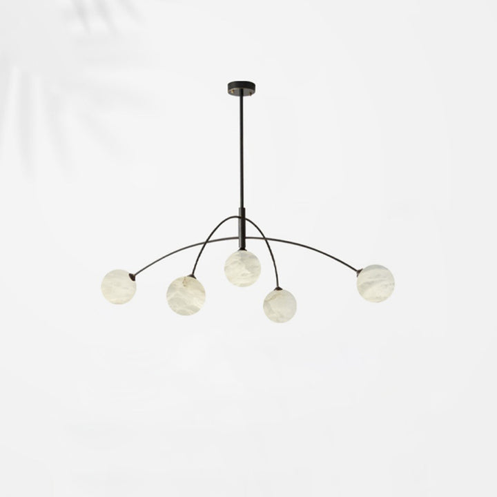 Sphère en marbre de cuivre simplicité moderne Lustre à 5 lumières pour le salon 