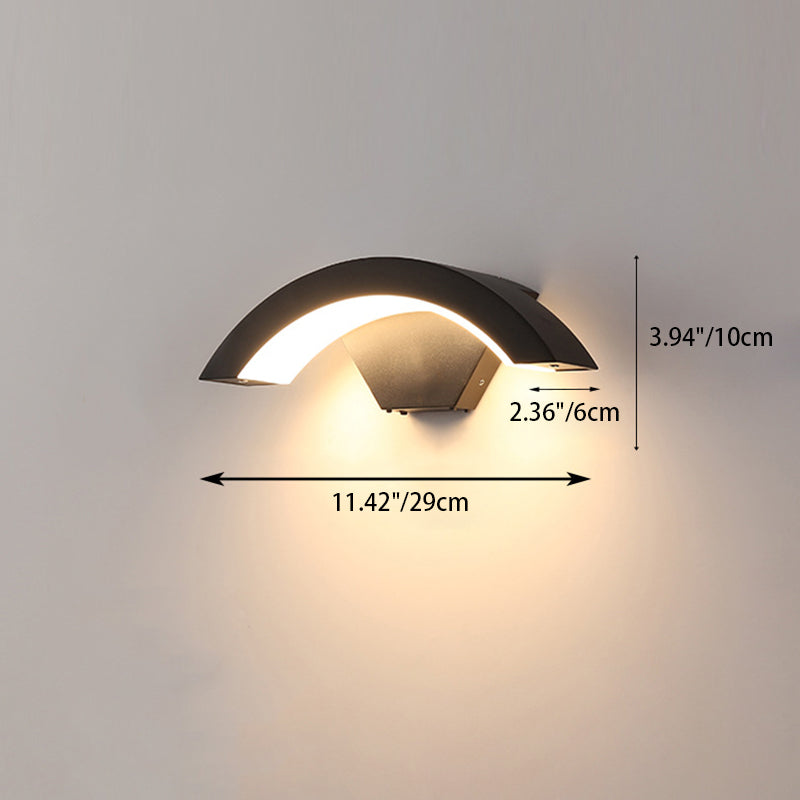 Lámpara de Aplique de Pared LED Impermeable de Aluminio Curvado y Plástico de Simplicidad Moderna para Patio Exterior 