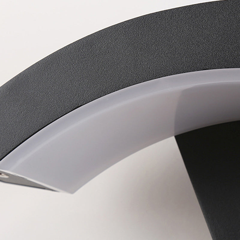 Lámpara de Aplique de Pared LED Impermeable de Aluminio Curvado y Plástico de Simplicidad Moderna para Patio Exterior 