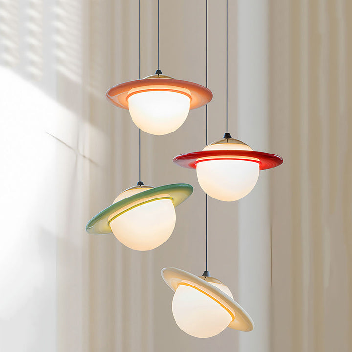 Suspension LED en verre résine acier au carbone créatif contemporain pour chambre 