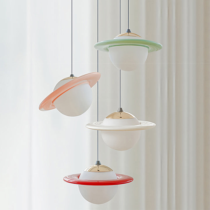 Suspension LED en verre résine acier au carbone créatif contemporain pour chambre 