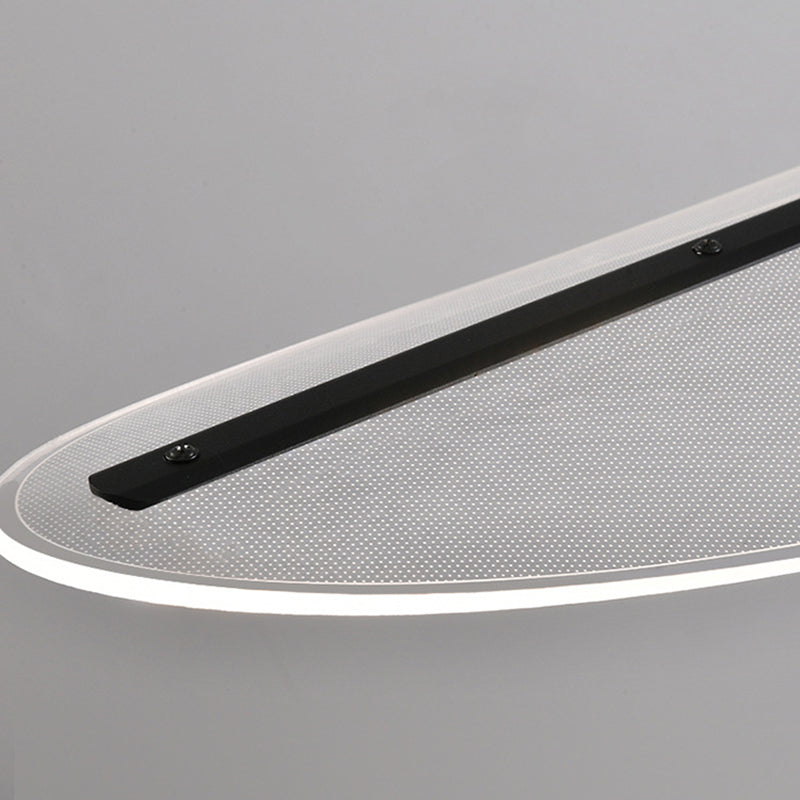 Moderne Einfachheit Oval Eisen Aluminium Acryl LED Kronleuchter Insel Licht für Esszimmer 