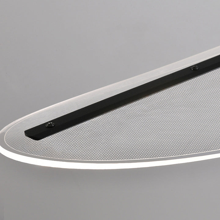 Moderne Einfachheit Oval Eisen Aluminium Acryl LED Kronleuchter Insel Licht für Esszimmer 