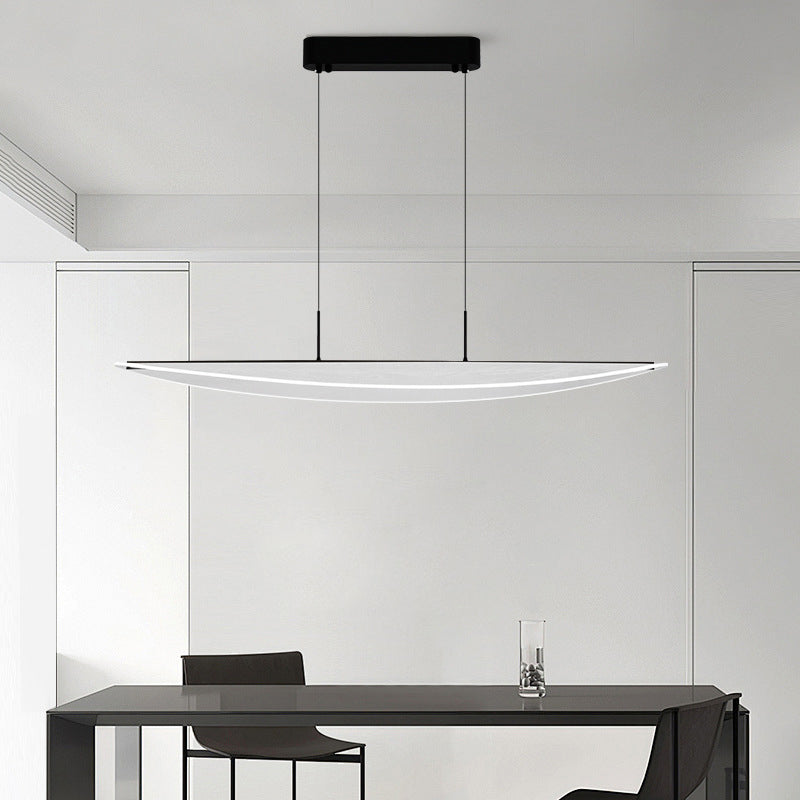 Moderne Einfachheit Oval Eisen Aluminium Acryl LED Kronleuchter Insel Licht für Esszimmer 