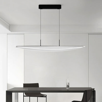 Modern Simplicity Oval Iron Aluminum Acrylic LED Chandelier Island Light For Dining Room