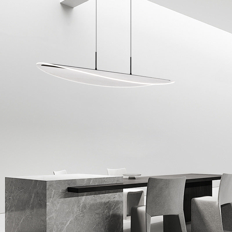Moderne Einfachheit Oval Eisen Aluminium Acryl LED Kronleuchter Insel Licht für Esszimmer 