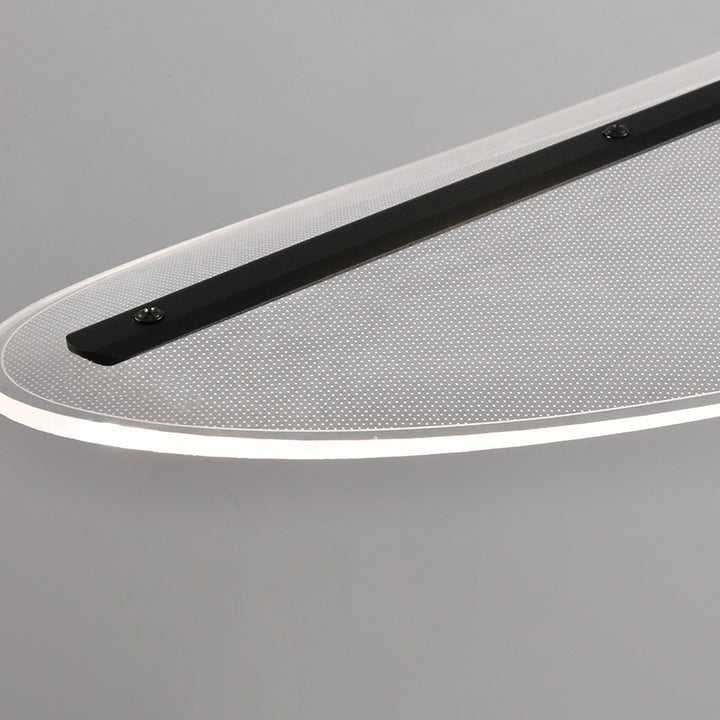 Moderne Einfachheit Oval Eisen Aluminium Acryl LED Kronleuchter Insel Licht für Esszimmer 