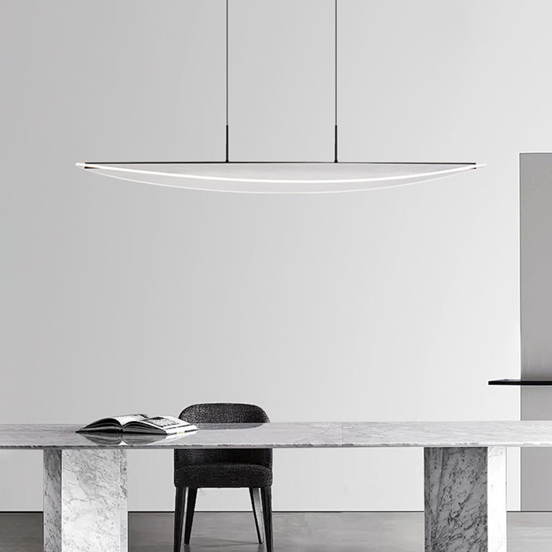 Moderne Einfachheit Oval Eisen Aluminium Acryl LED Kronleuchter Insel Licht für Esszimmer 