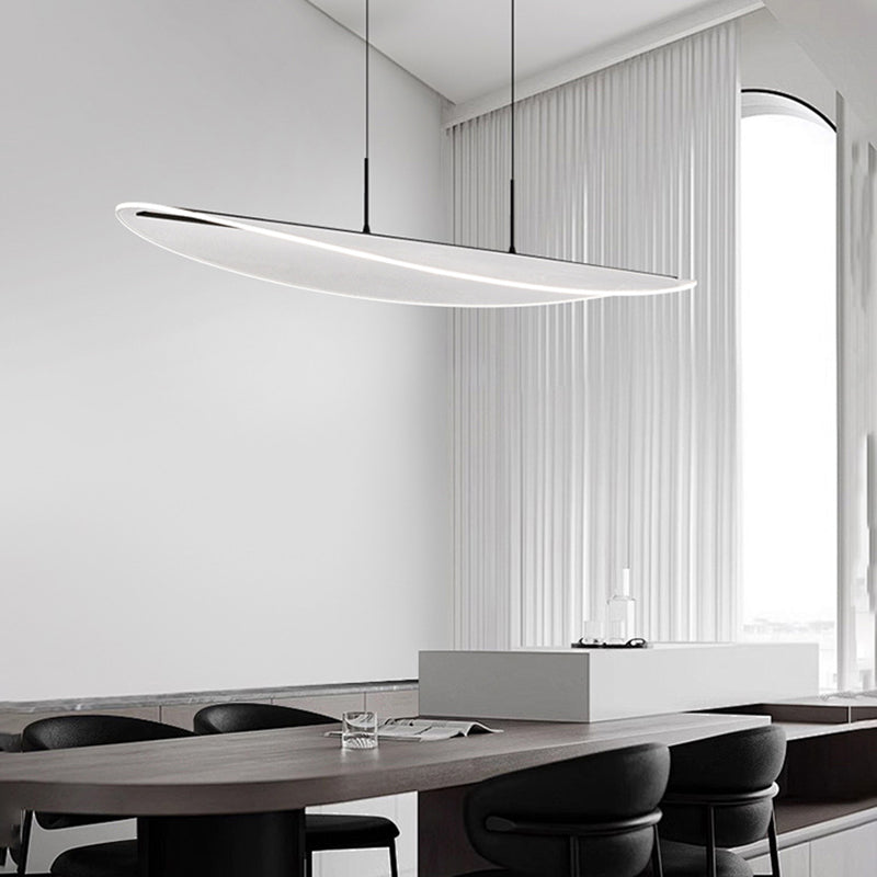 Moderne Einfachheit Oval Eisen Aluminium Acryl LED Kronleuchter Insel Licht für Esszimmer 