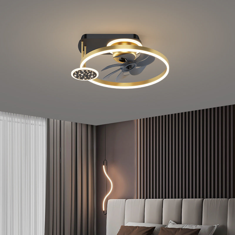 Zeitgenössisches nordisches quadratisches Eisen-Aluminium-Acryl-LED-Deckenventilatorlicht für das Schlafzimmer 