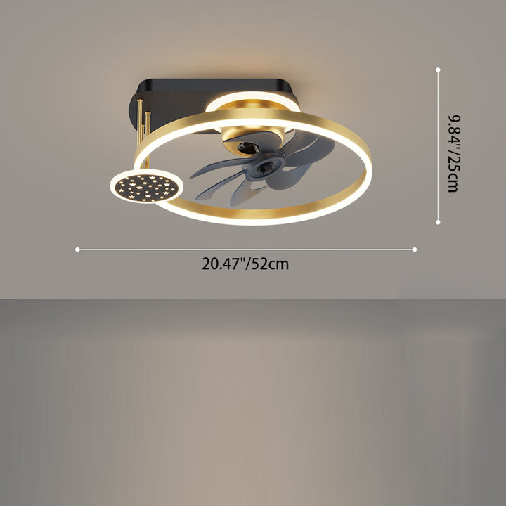 Zeitgenössisches nordisches quadratisches Eisen-Aluminium-Acryl-LED-Deckenventilatorlicht für das Schlafzimmer 