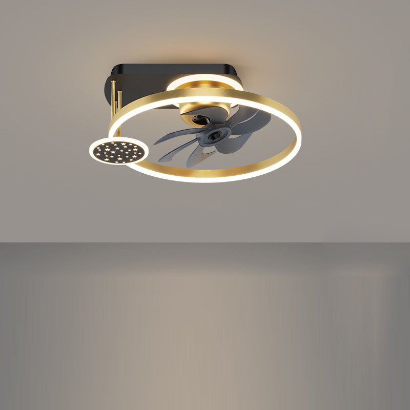Zeitgenössisches nordisches quadratisches Eisen-Aluminium-Acryl-LED-Deckenventilatorlicht für das Schlafzimmer 