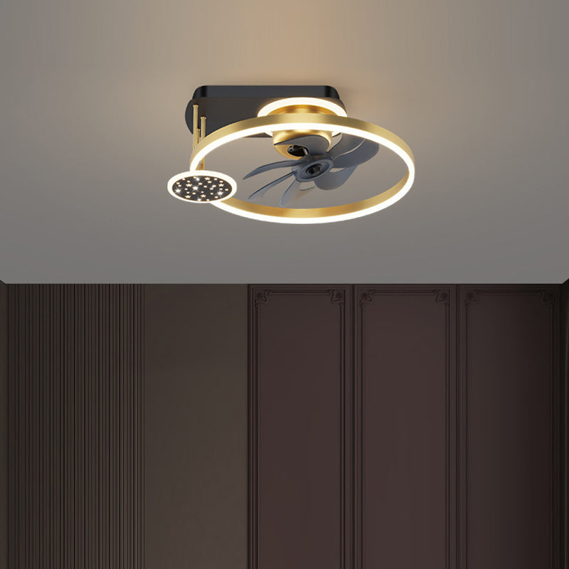 Zeitgenössisches nordisches quadratisches Eisen-Aluminium-Acryl-LED-Deckenventilatorlicht für das Schlafzimmer 