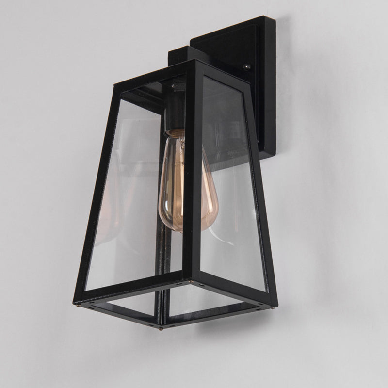Applique Murale Moderne Minimaliste Trapézoïdale en Aluminium et Verre à 1 Lumière pour Patio Extérieur 