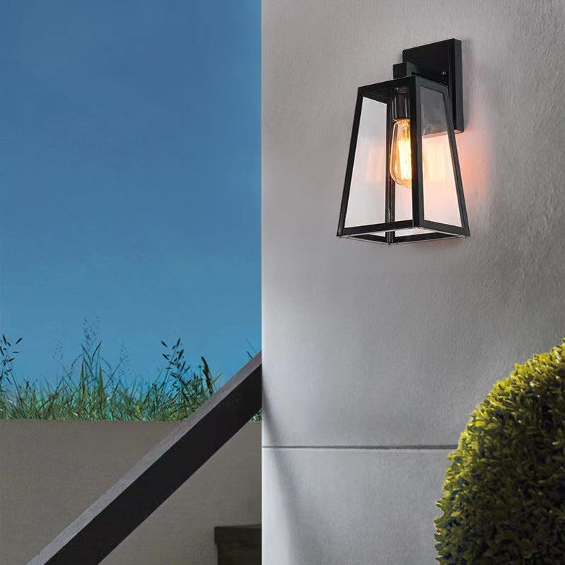 Applique Murale Moderne Minimaliste Trapézoïdale en Aluminium et Verre à 1 Lumière pour Patio Extérieur 