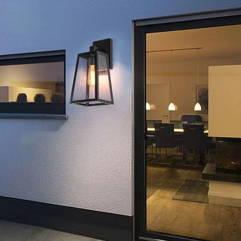 Applique Murale Moderne Minimaliste Trapézoïdale en Aluminium et Verre à 1 Lumière pour Patio Extérieur 
