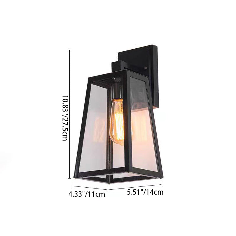 Applique Murale Moderne Minimaliste Trapézoïdale en Aluminium et Verre à 1 Lumière pour Patio Extérieur 