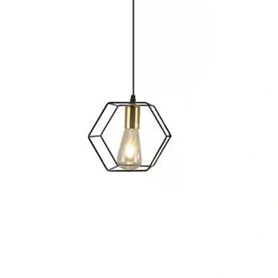 Lustre d'île contemporain hexagonal en fer et aluminium à 3 lumières pour salle à manger 