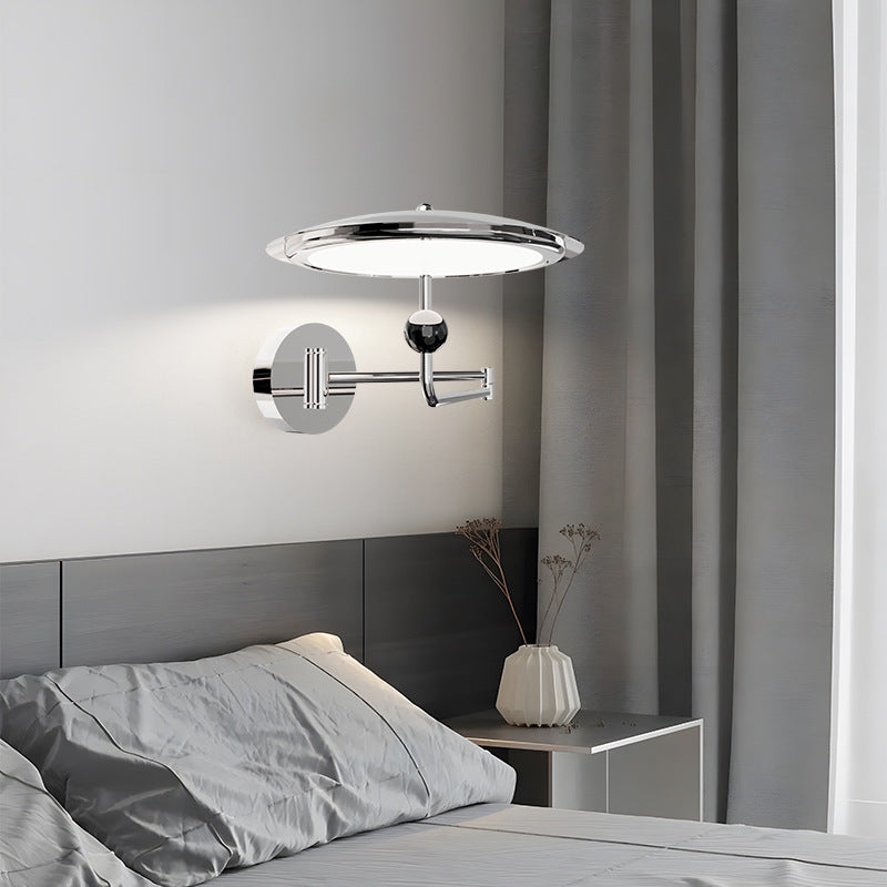 Moderne Einfachheit Fliegende Untertasse Metall Acryl LED Wandleuchte für Schlafzimmer 