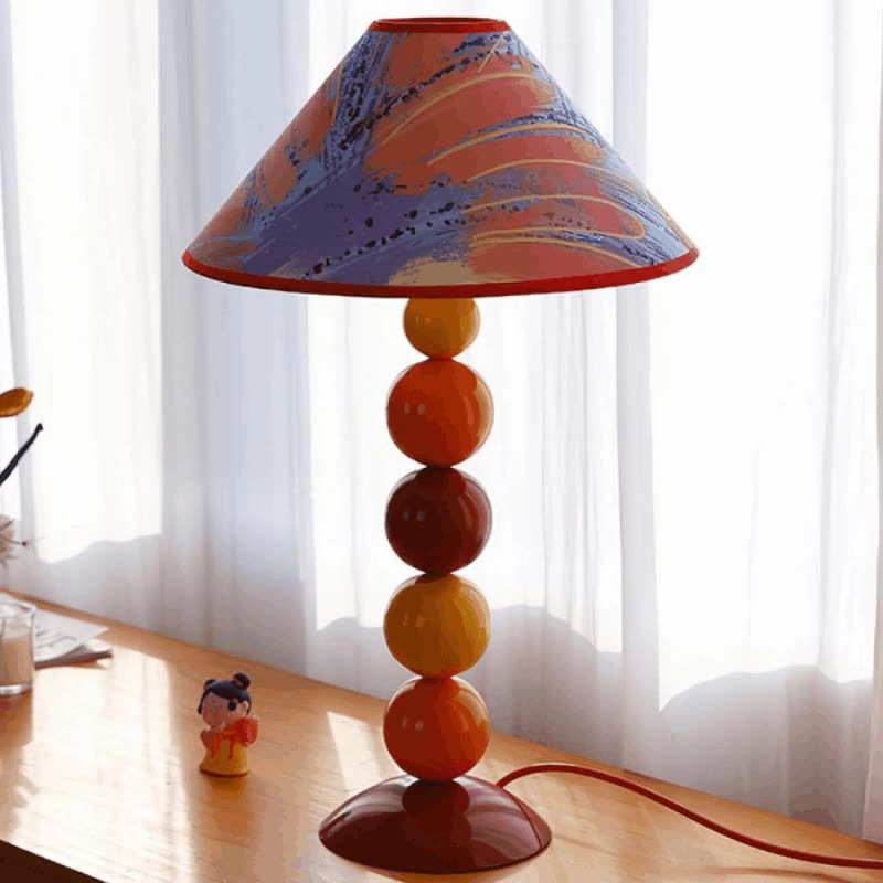 Lampe de table 1 lumière en tissu de fer contemporain cône frustum nordique pour chambre 