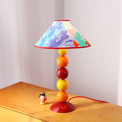 Lampe de table 1 lumière en tissu de fer contemporain cône frustum nordique pour chambre 