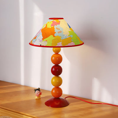 Lampe de table 1 lumière en tissu de fer contemporain cône frustum nordique pour chambre 