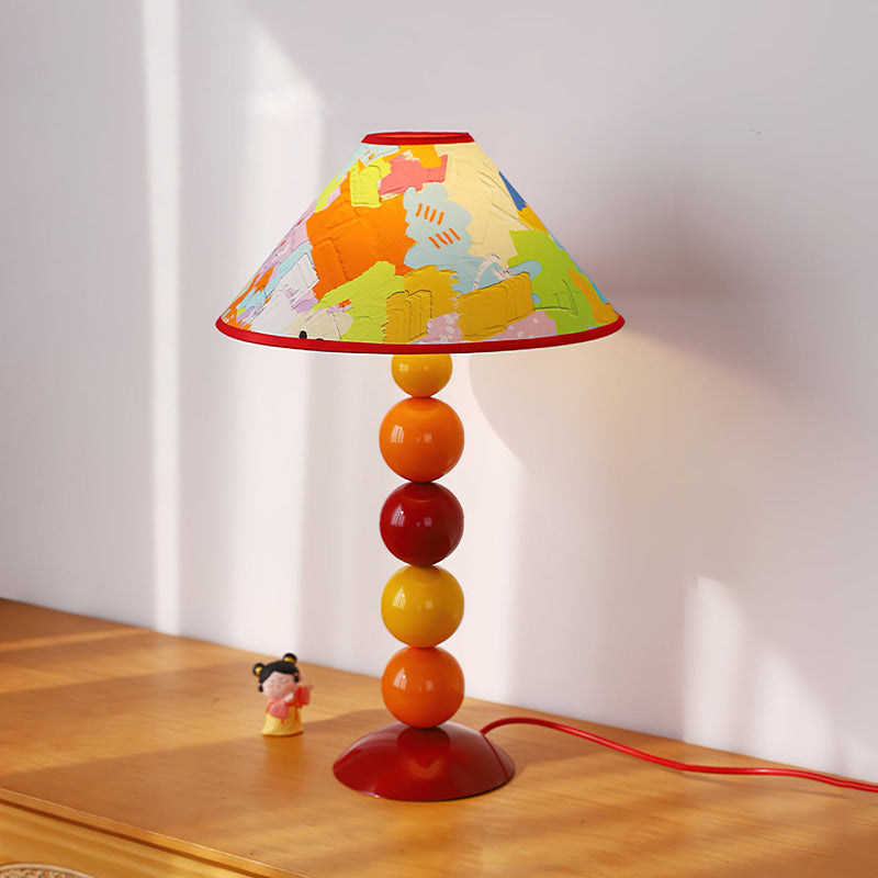 Lampe de table 1 lumière en tissu de fer contemporain cône frustum nordique pour chambre 