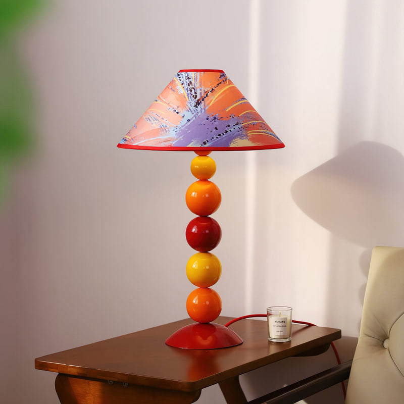 Lampe de table 1 lumière en tissu de fer contemporain cône frustum nordique pour chambre 