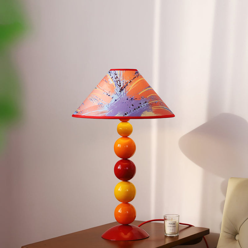 Lampe de table 1 lumière en tissu de fer contemporain cône frustum nordique pour chambre 