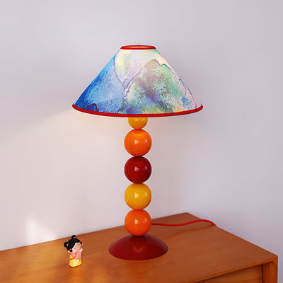 Lampe de table 1 lumière en tissu de fer contemporain cône frustum nordique pour chambre 