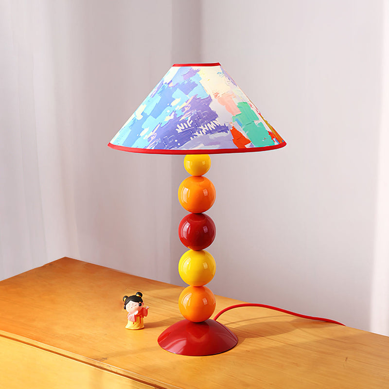 Lampe de table 1 lumière en tissu de fer contemporain cône frustum nordique pour chambre 