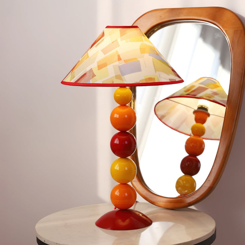 Lampe de table 1 lumière en tissu de fer contemporain cône frustum nordique pour chambre 