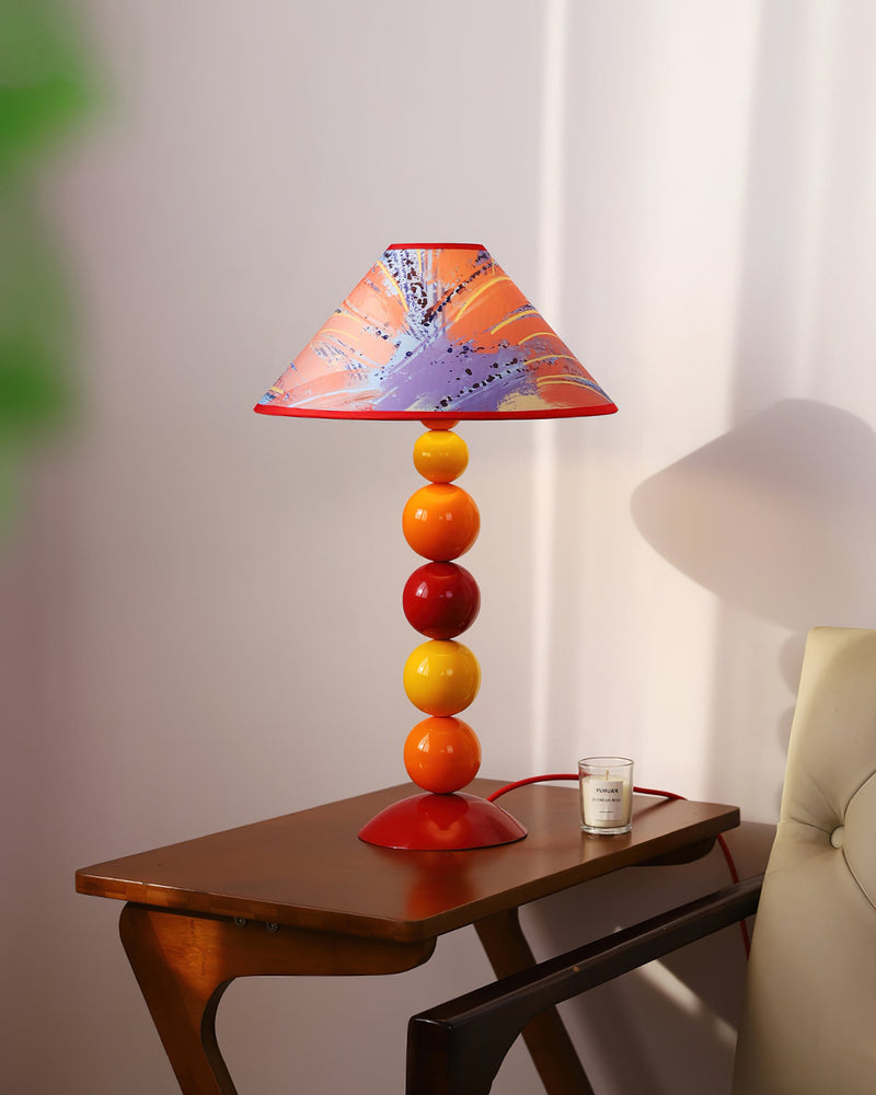 Lampe de table 1 lumière en tissu de fer contemporain cône frustum nordique pour chambre 