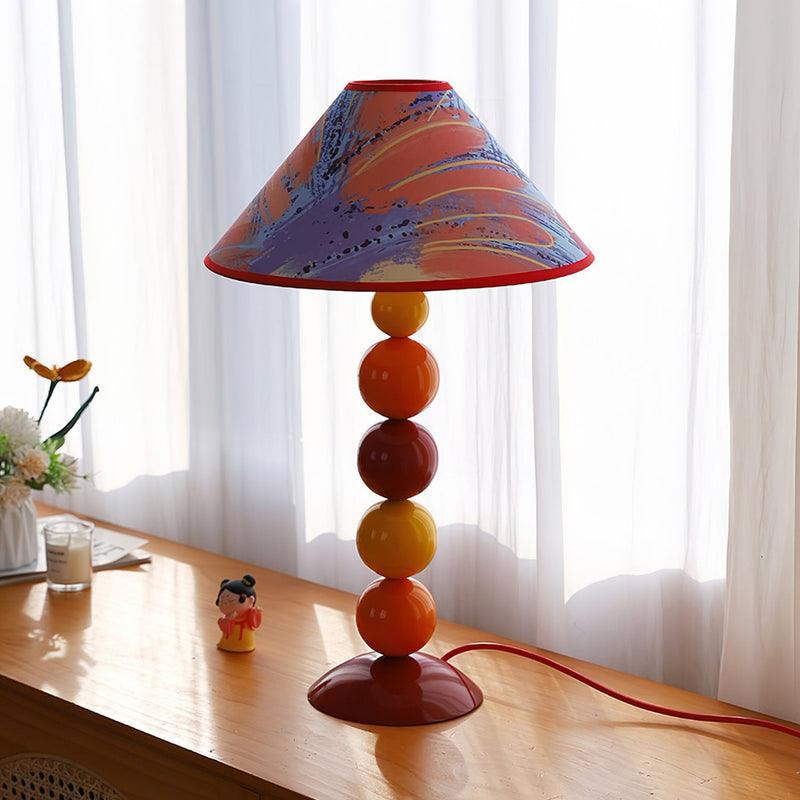Lampe de table 1 lumière en tissu de fer contemporain cône frustum nordique pour chambre 