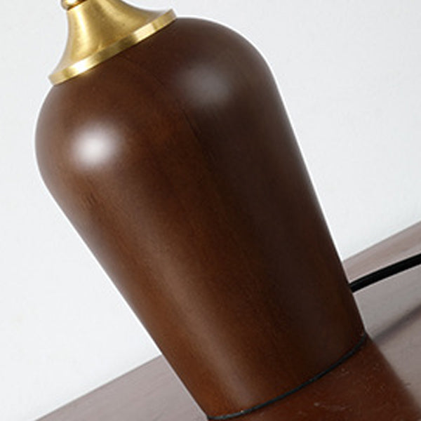Traditionelle französische Kuppel aus Gummibaumholz und Kupferstoff 1-Licht Tischlampe für das Schlafzimmer 