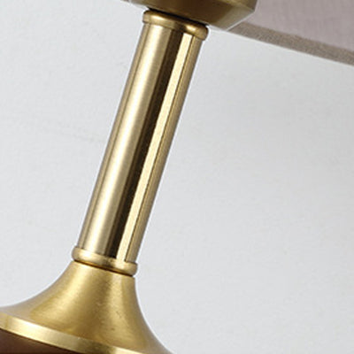 Traditionelle französische Kuppel aus Gummibaumholz und Kupferstoff 1-Licht Tischlampe für das Schlafzimmer 