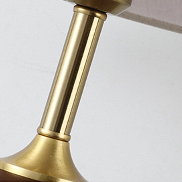 Traditionelle französische Kuppel aus Gummibaumholz und Kupferstoff 1-Licht Tischlampe für das Schlafzimmer 