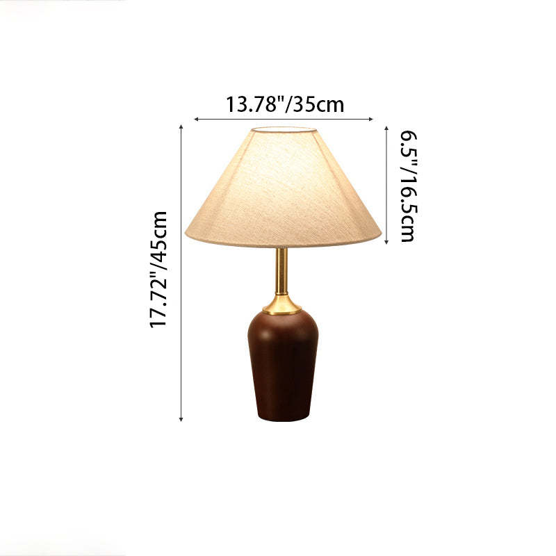 Traditionelle französische Kuppel aus Gummibaumholz und Kupferstoff 1-Licht Tischlampe für das Schlafzimmer 