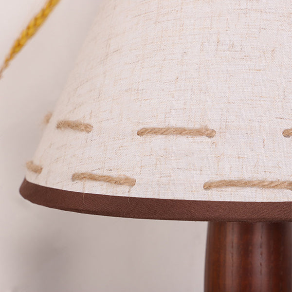 Table Lamp Mid-Century Modern Solid Wood & Marble with Tapered Fabric Shade for Bedroom