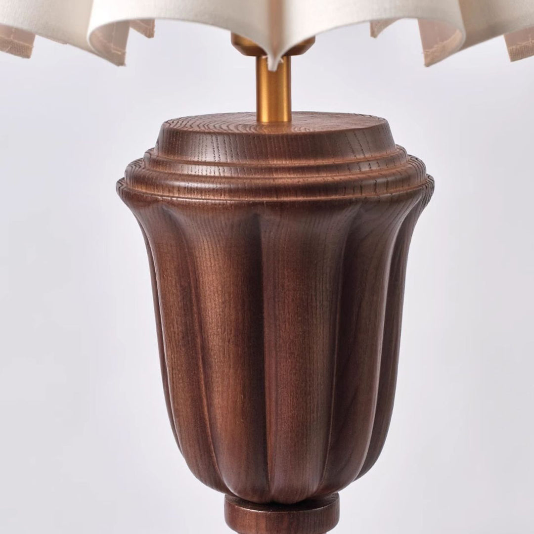 Traditional French Tapered Cotton &amp; Linen Shade Solid Ash Wood Metal 1-Light Table Lamp for Bedroom