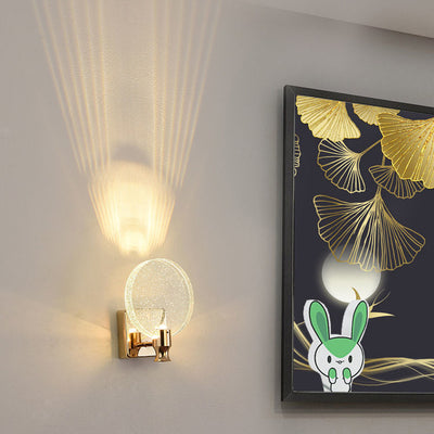 Contemporary Nordic Round Crystal Wall Sconce Lamp with Metal Base LED for Hallway