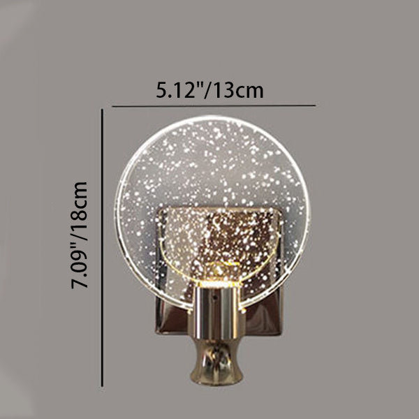 Contemporary Nordic Round Crystal Wall Sconce Lamp with Metal Base LED for Hallway